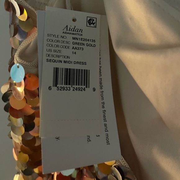 BHLDN Green and Gold Sequin Strapless Sheath Dress - Picture 5 of 10